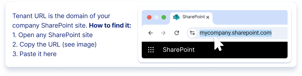 tenant url in address bar