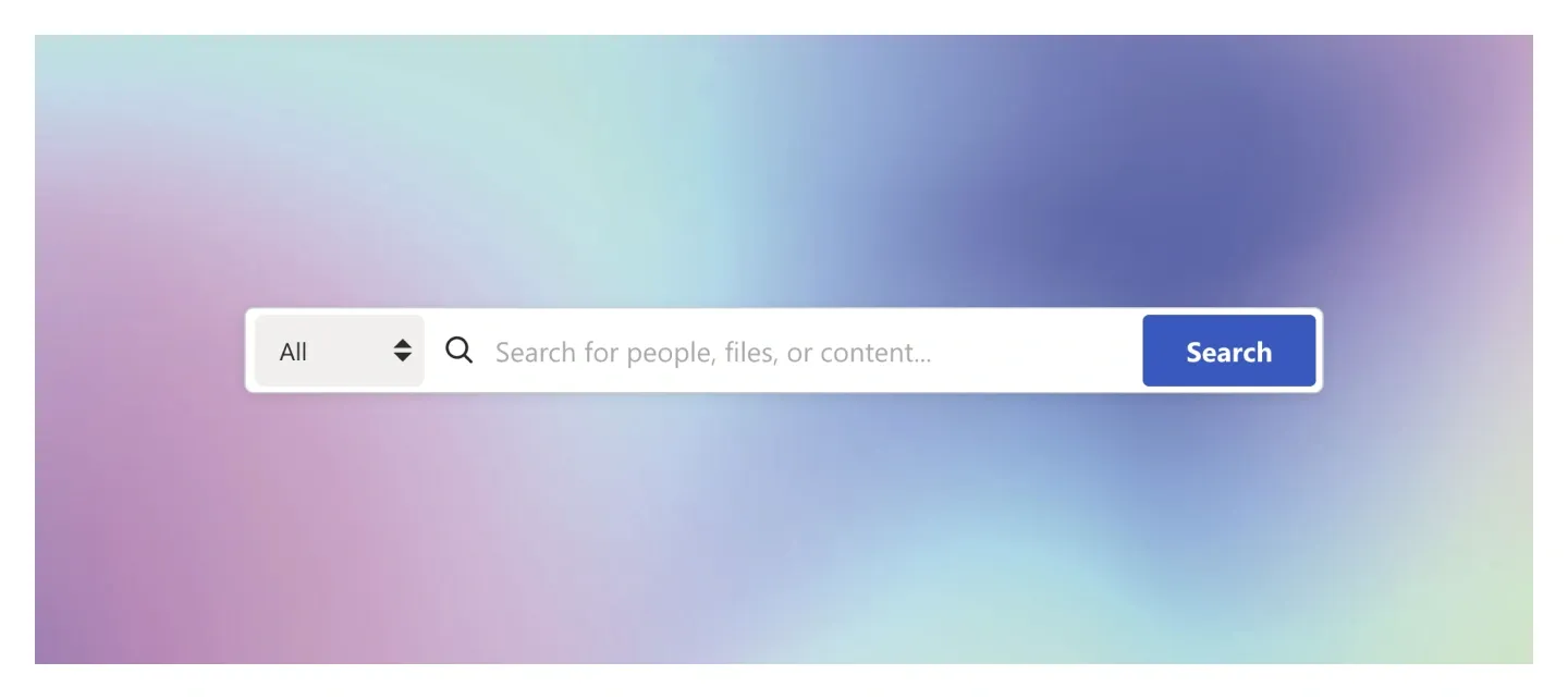 Full-width scoped search bar on a soft pastel gradient background