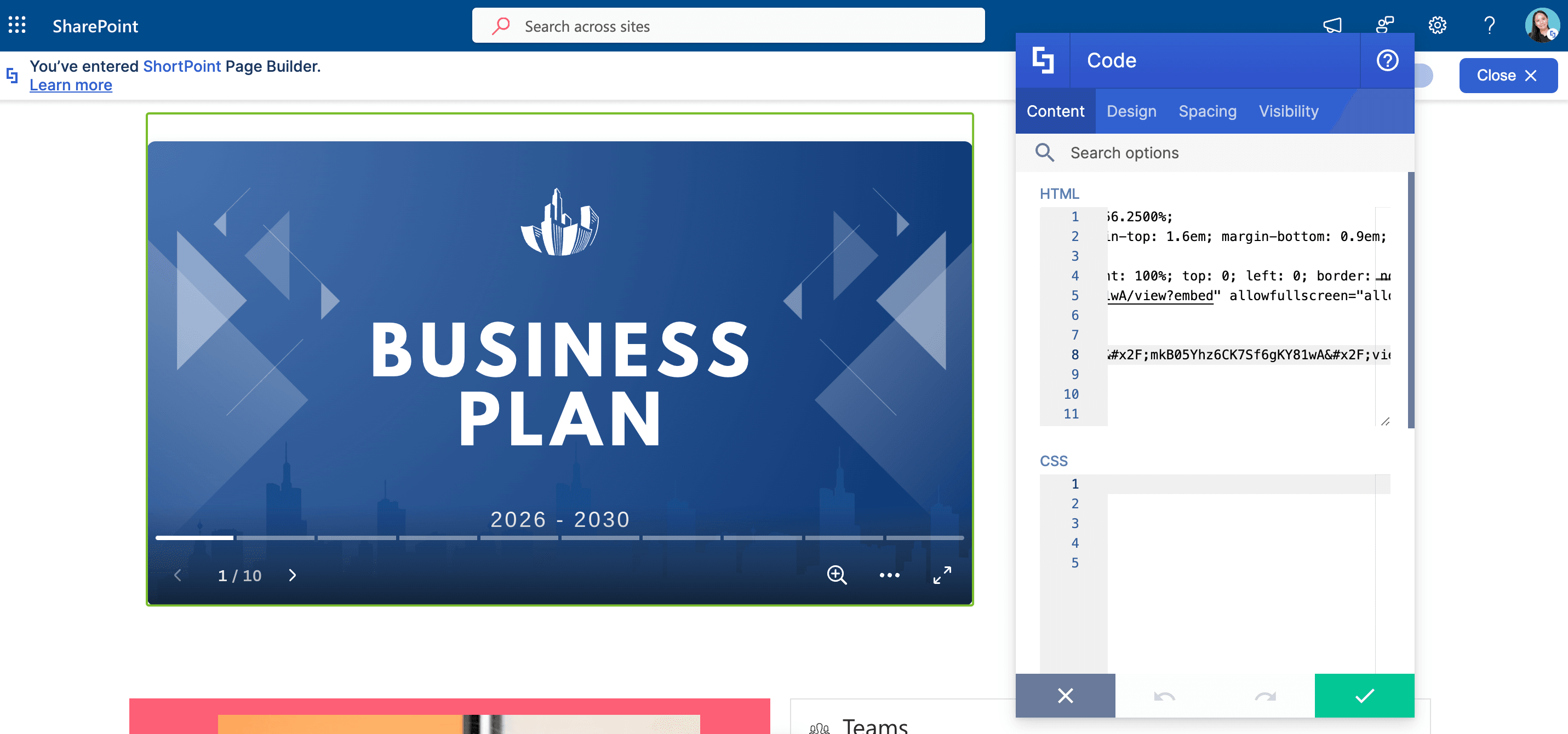 A Canva design showcased with the Code Design Element.