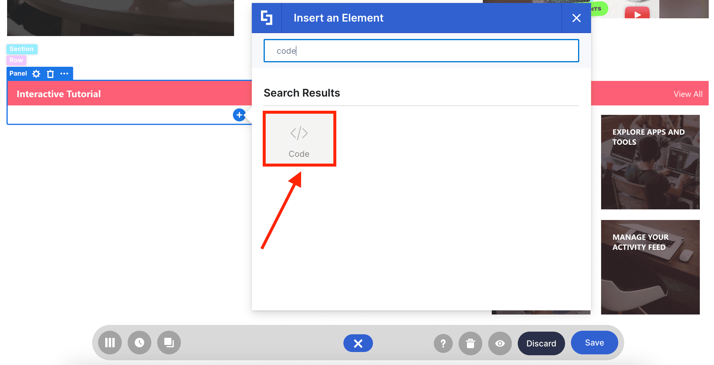 The Code Design Element in ShortPoint.
