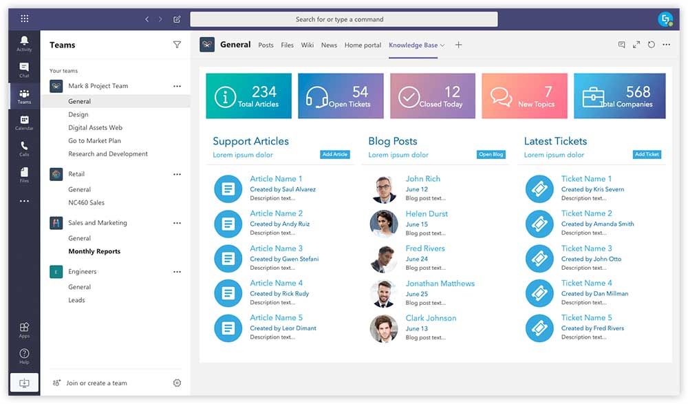 ShortPoint Knowledge Base design for Microsoft Teams