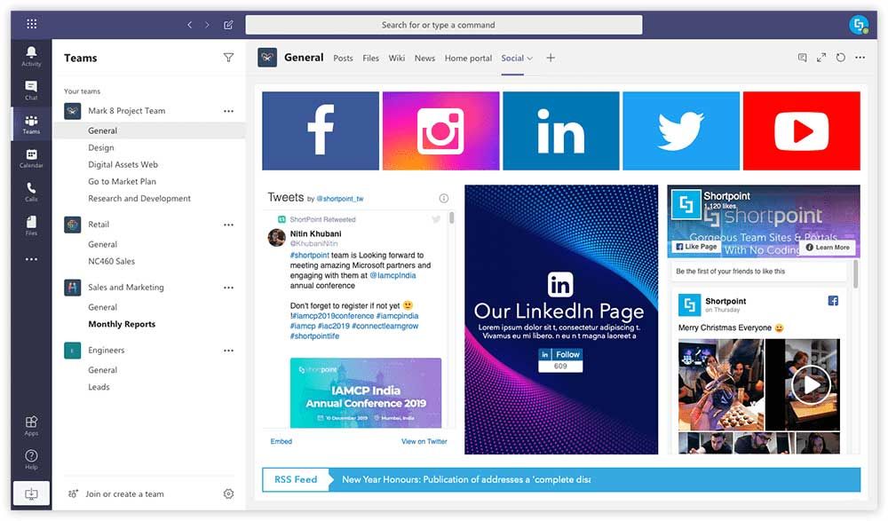 ShortPoint Social design for Microsoft Teams