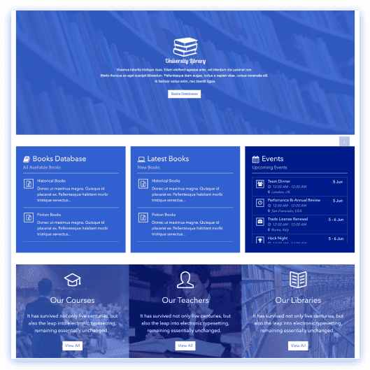 Education SharePoint site with course material library, announcement section, and faculty contacts