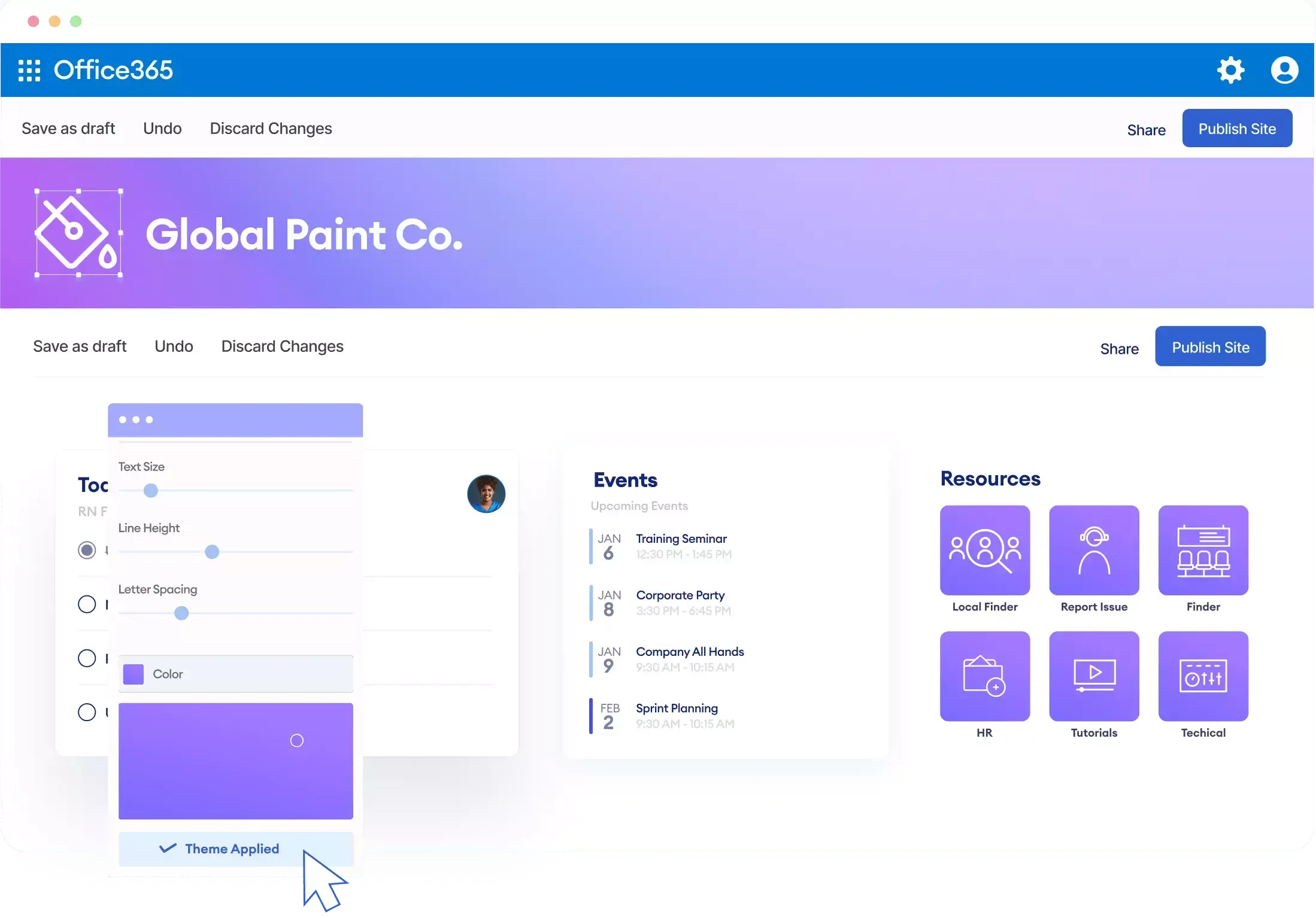 SharePoint Theme Builder Interface