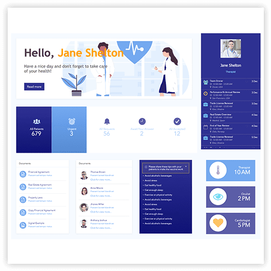 Healthcare SharePoint intranet with compliance documents, clinical protocols, and staff directory
