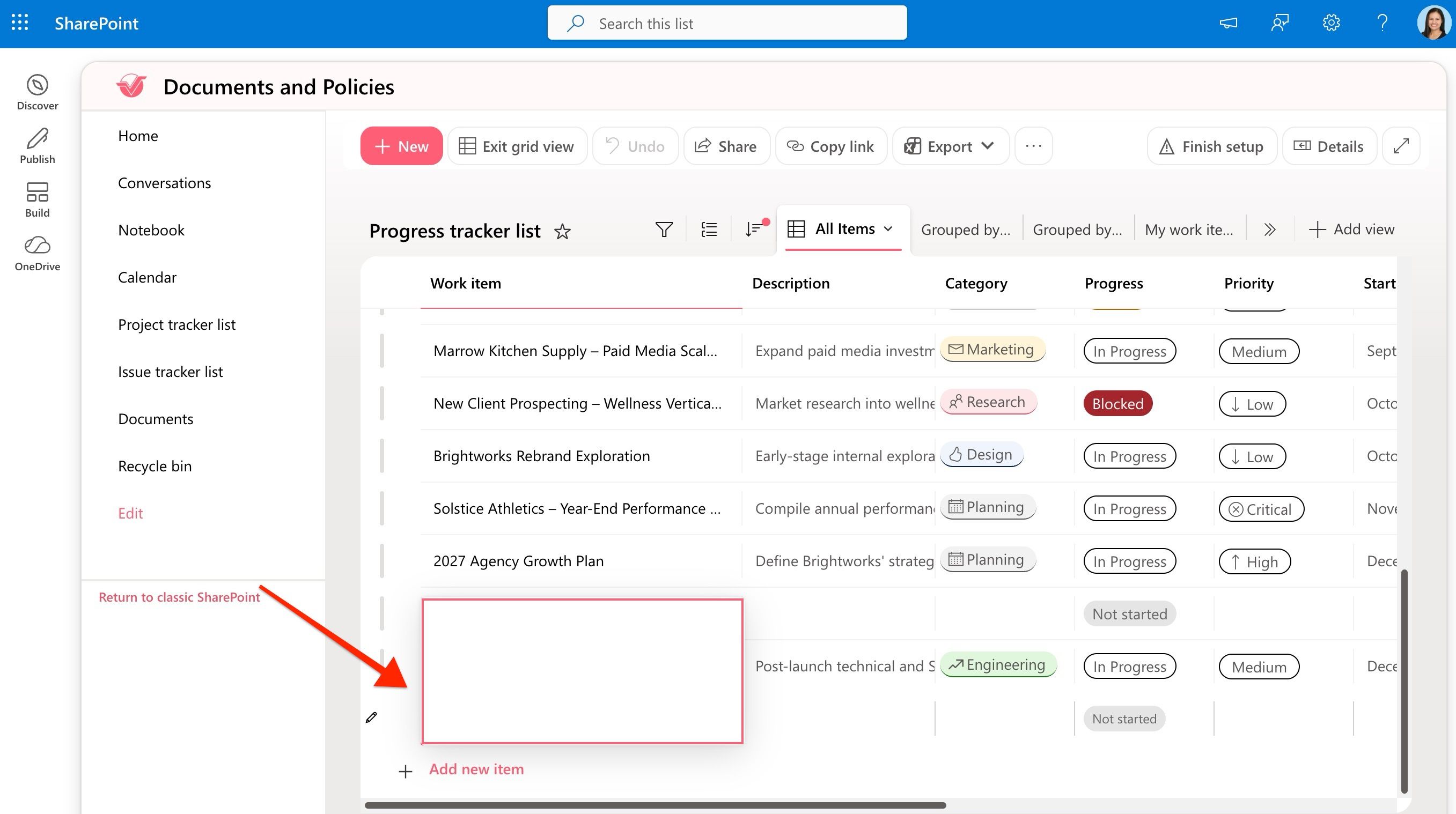 SharePoint list item being edited directly in the back end, separate from the connected page design.