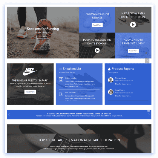 Retail SharePoint site with merchandising guide gallery, store update feed, and brand guidelines